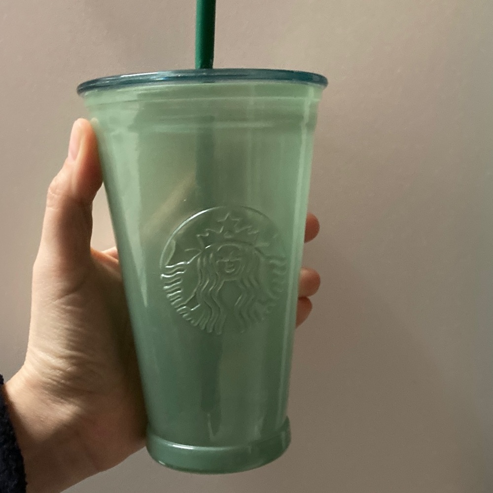 Starbucks Mint Green Tumbler with Lid- glass-grande